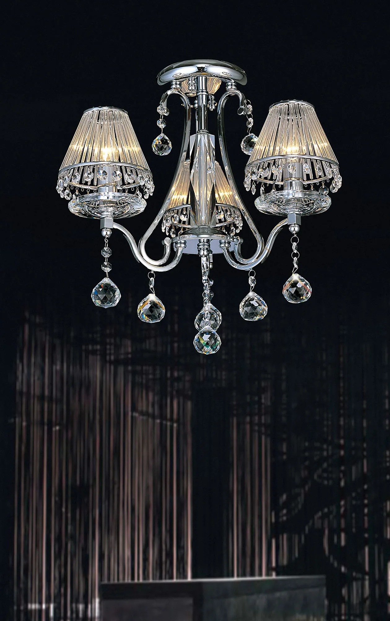 Bianco Polished Chrome Crystal Ceiling Lights Diyas Multi Arm Crystal Fittings